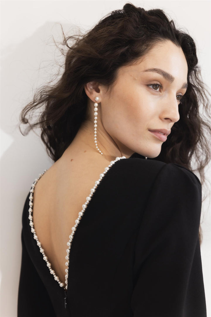Nathalie Pearl Dress Black