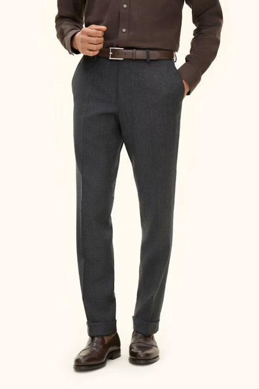 Dandy Turn Up Trousers Dark Grey