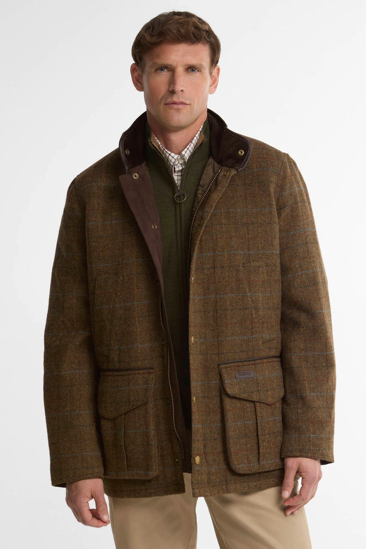 Barbour Hereford Wool Jacket Moss Green Tartan
