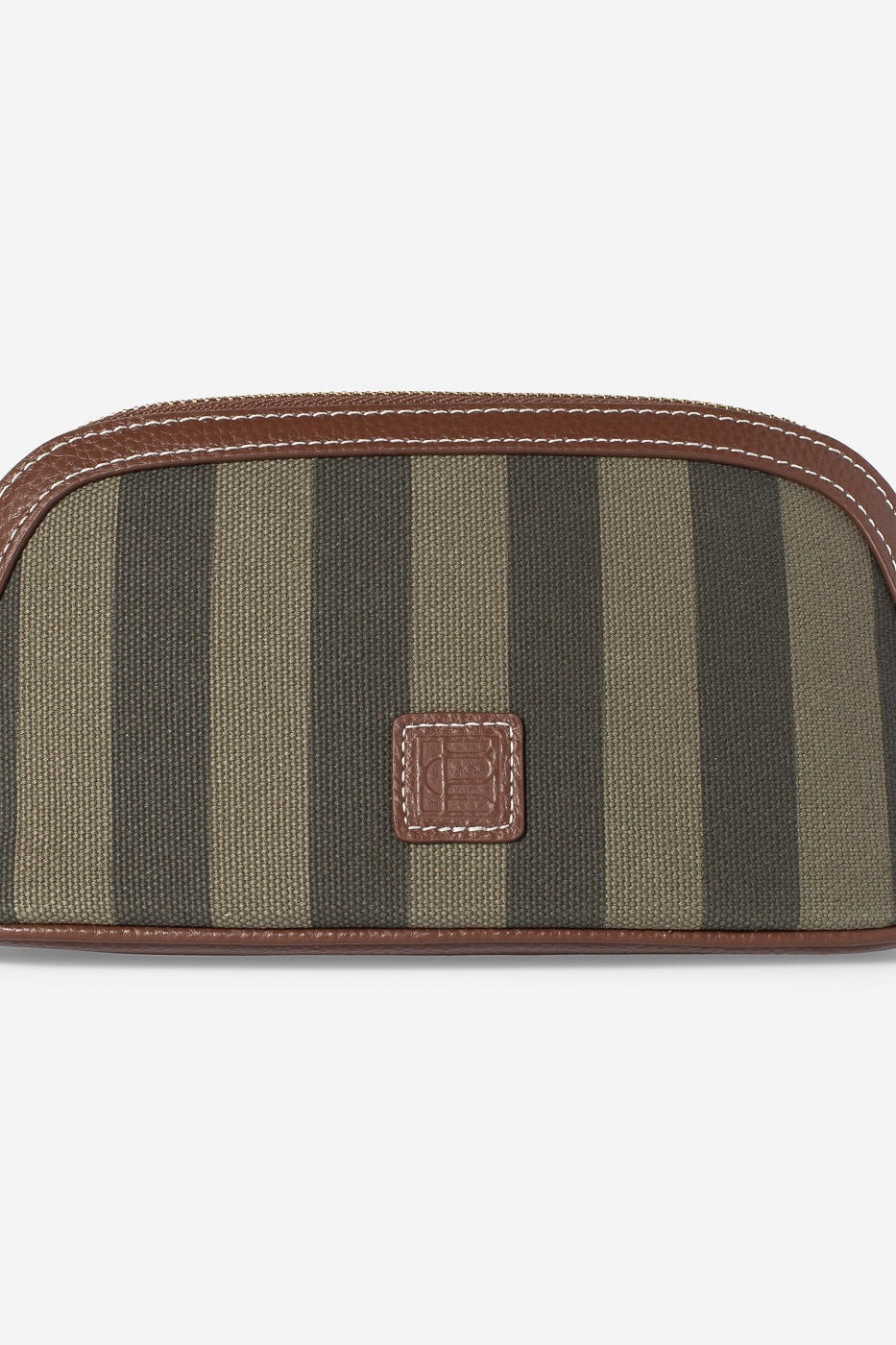 Canvas Cosmetic Pouch Small Green Stripe