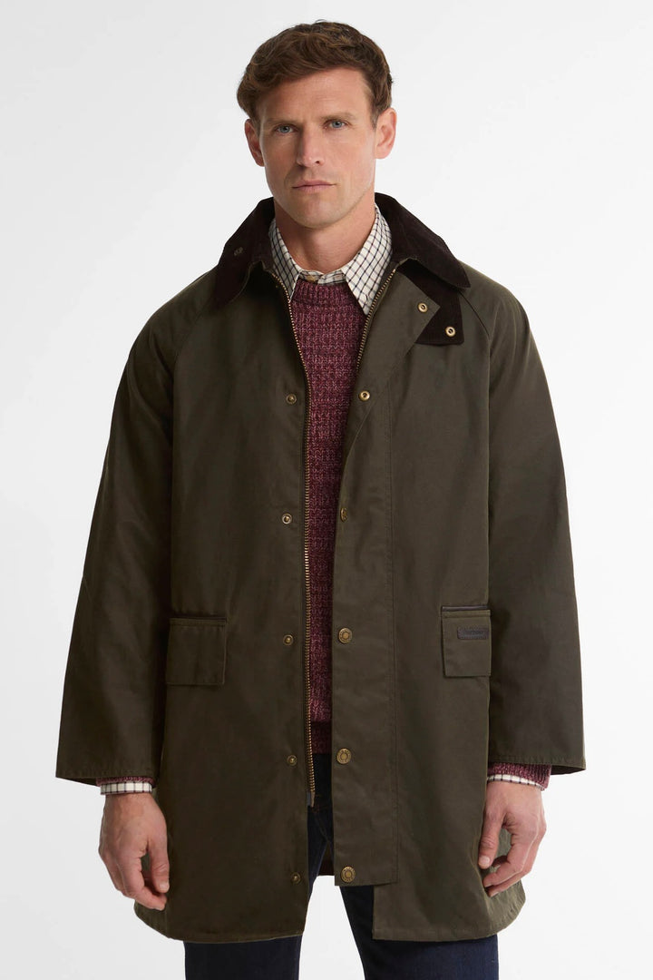 Barbour Country Waxed Mac Jacket Olive/Fern
