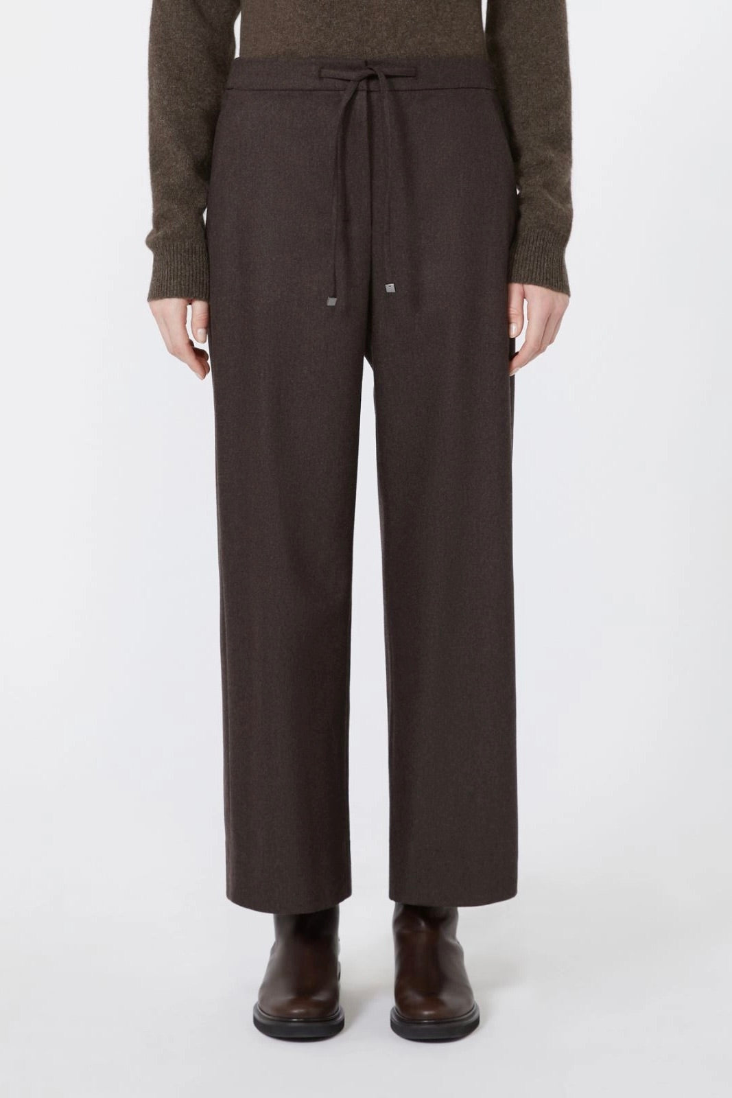 Stretch Wool Joggers Brown