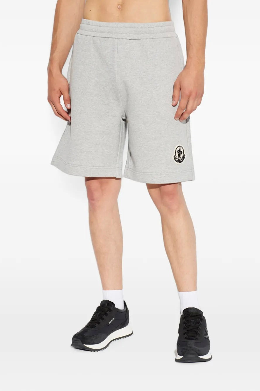 Logo-patch Cotton Shorts Light Grey