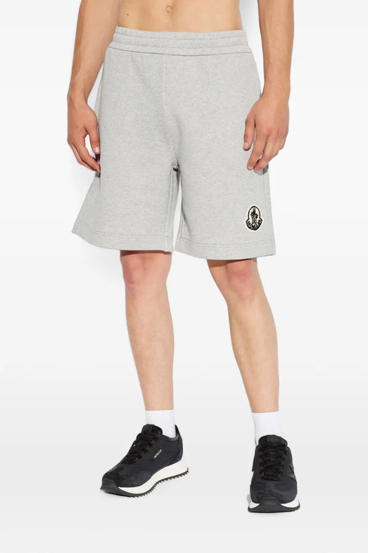 Logo-patch Cotton Shorts Light Grey
