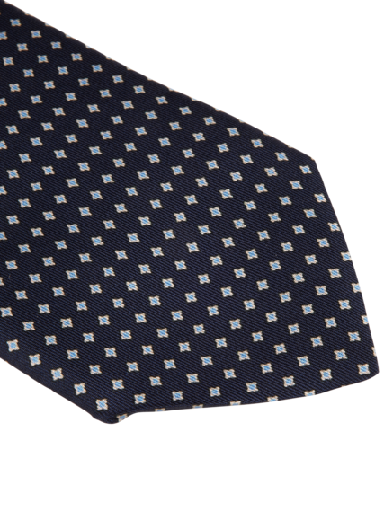 Navy Pattern Silk Tie