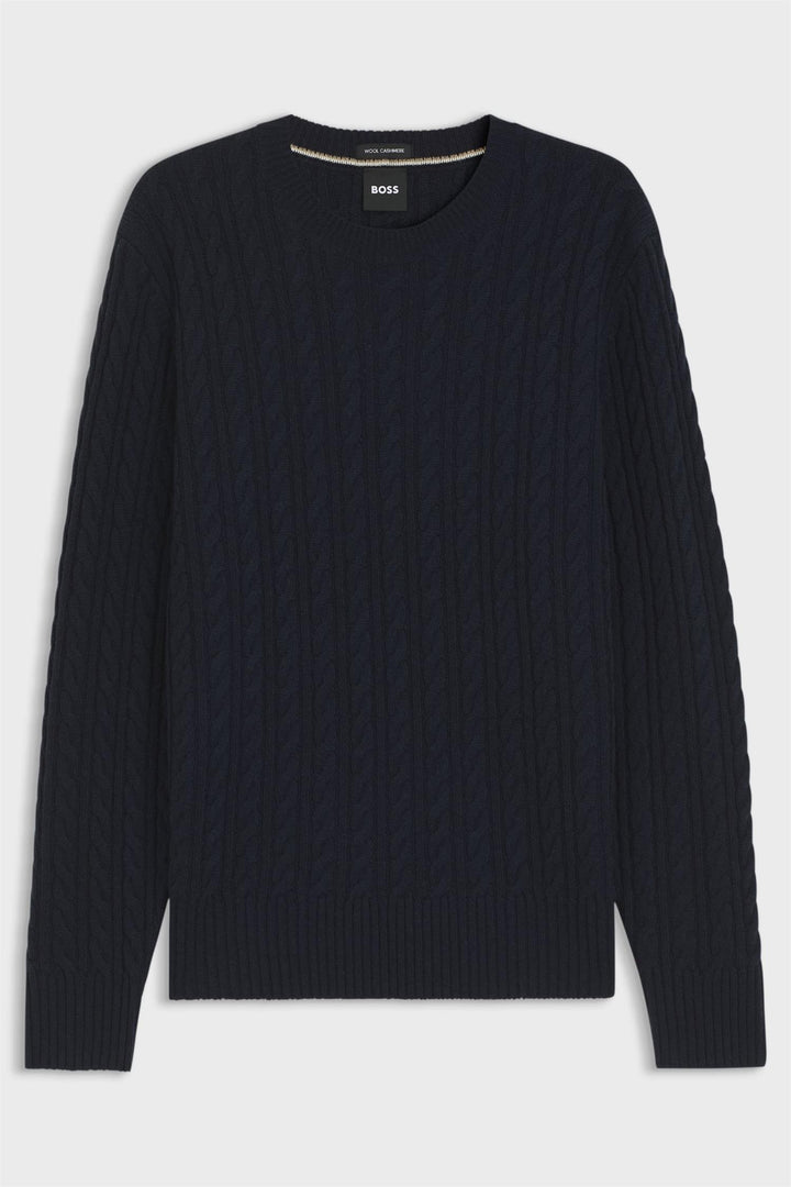 H-Furlan Cable-Knit Sweater Dark Blue