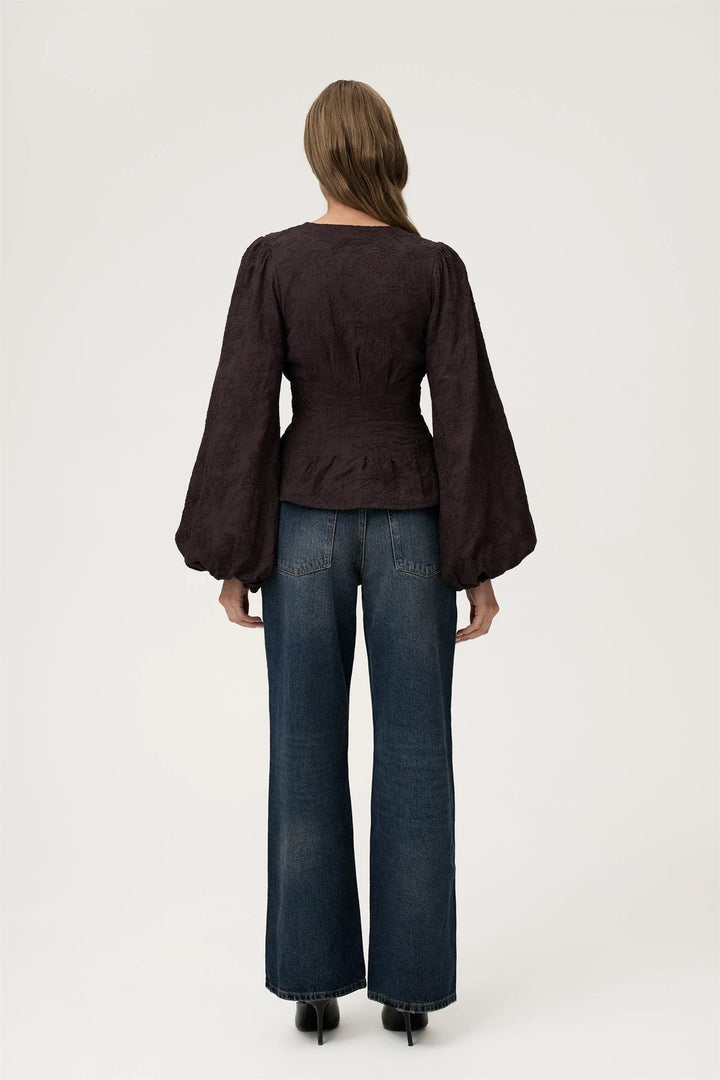 Palena Blouse Brown Embroidery