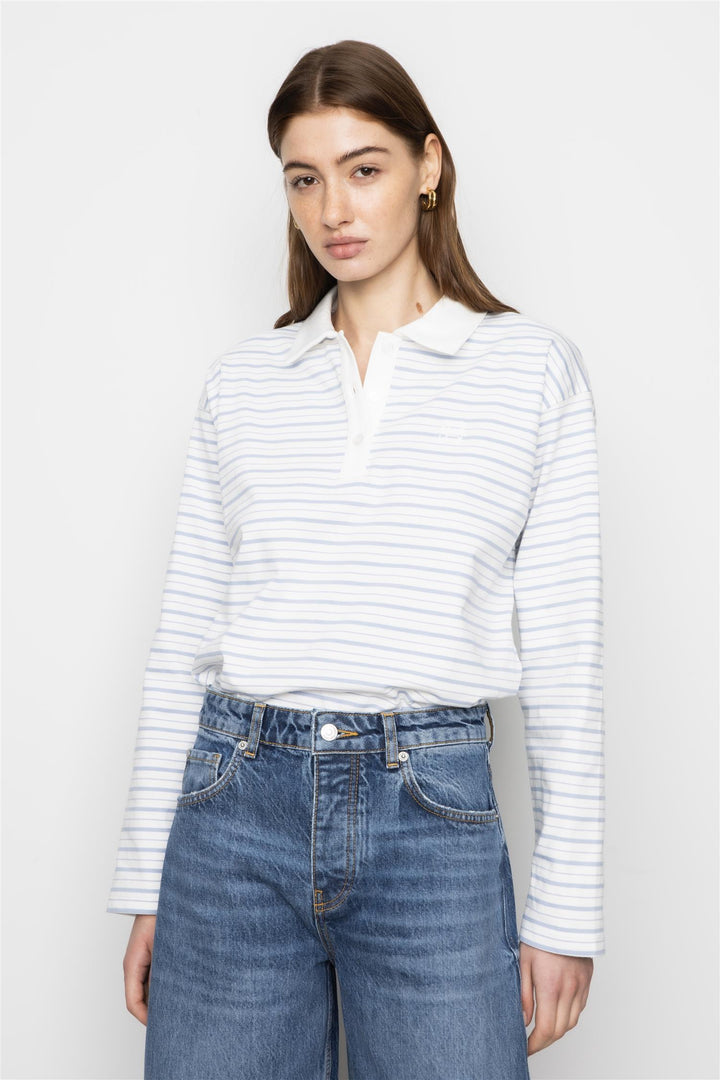 CAMILLA PIHL DENIM Elmer Polo Shirt Lt Blue Stripe - Dale