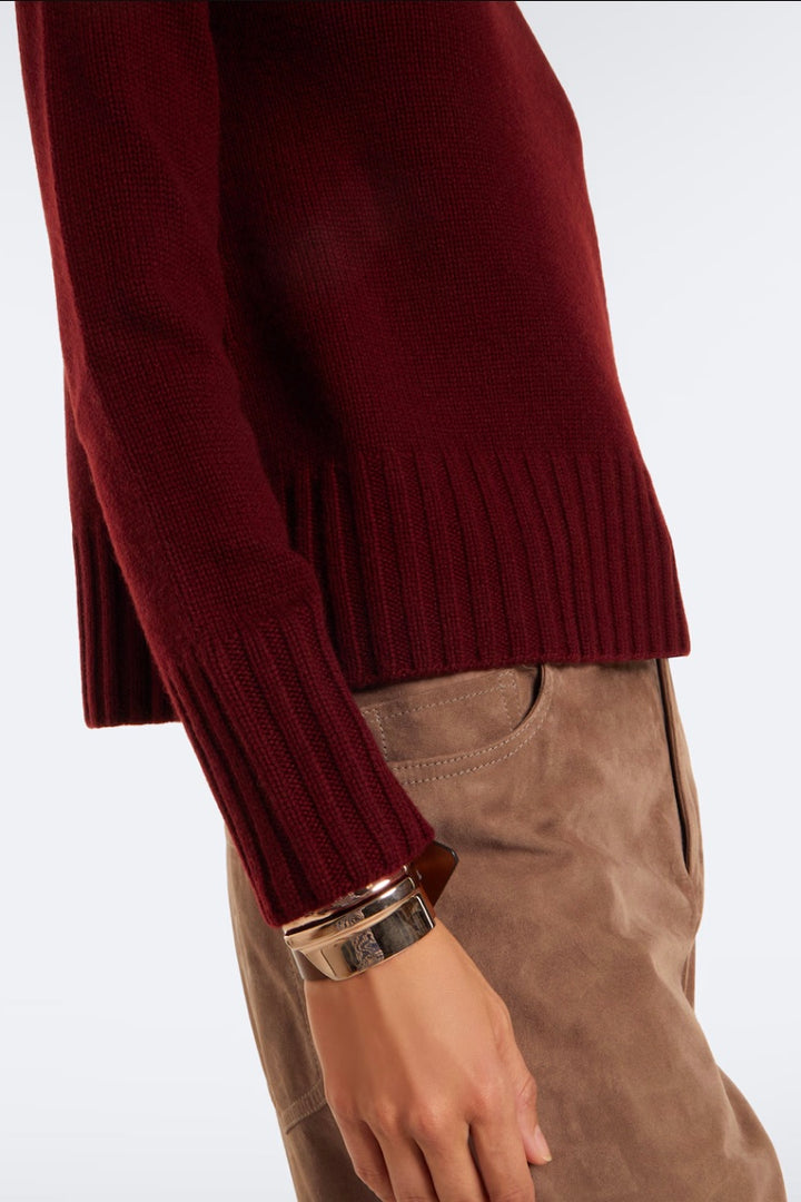 Wool and Cashmere Polo-neck Sweater Bordeaux