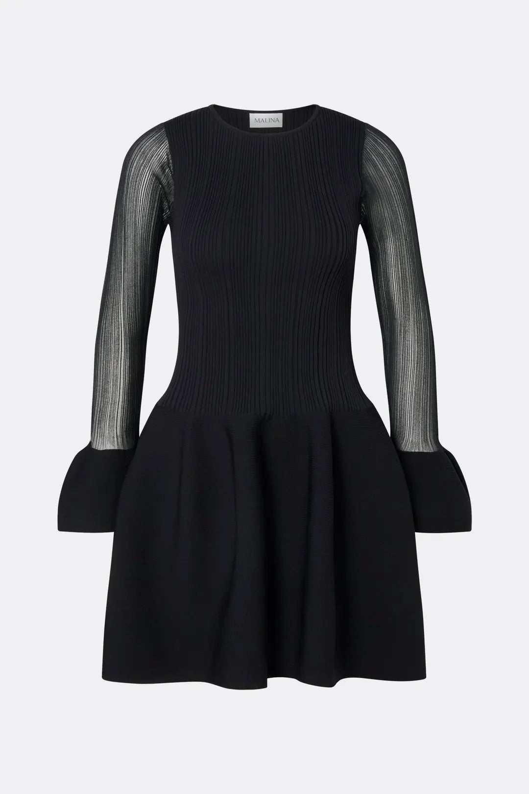 Elona Voluminous Skirt Knitted Mini Dress Black