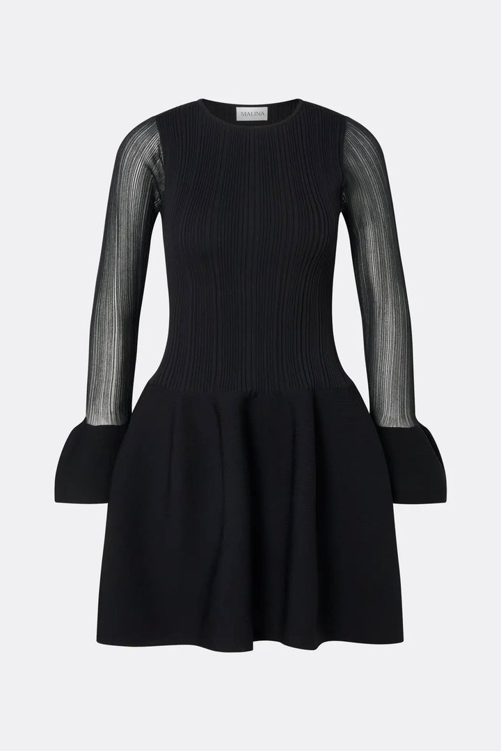 Elona Voluminous Skirt Knitted Mini Dress Black