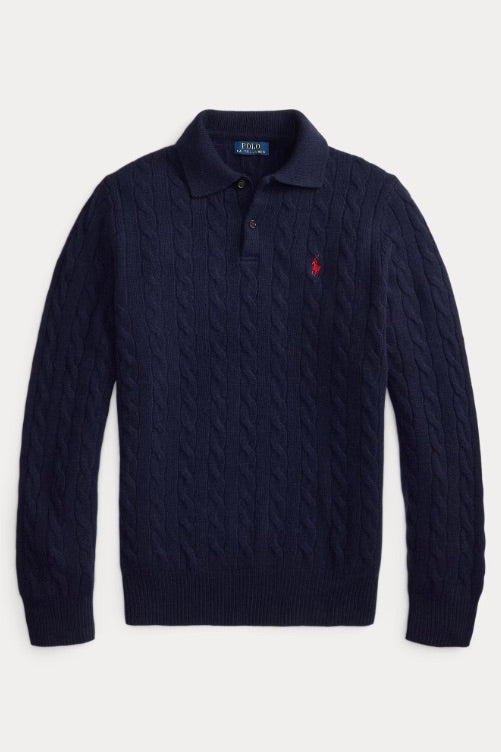 POLO RALPH LAUREN Cable-Knit Wool-Cashmere Jumper Hunter Navy - Dale
