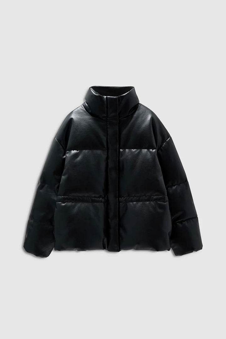 Oslo Puffer Black Recycled Leather
