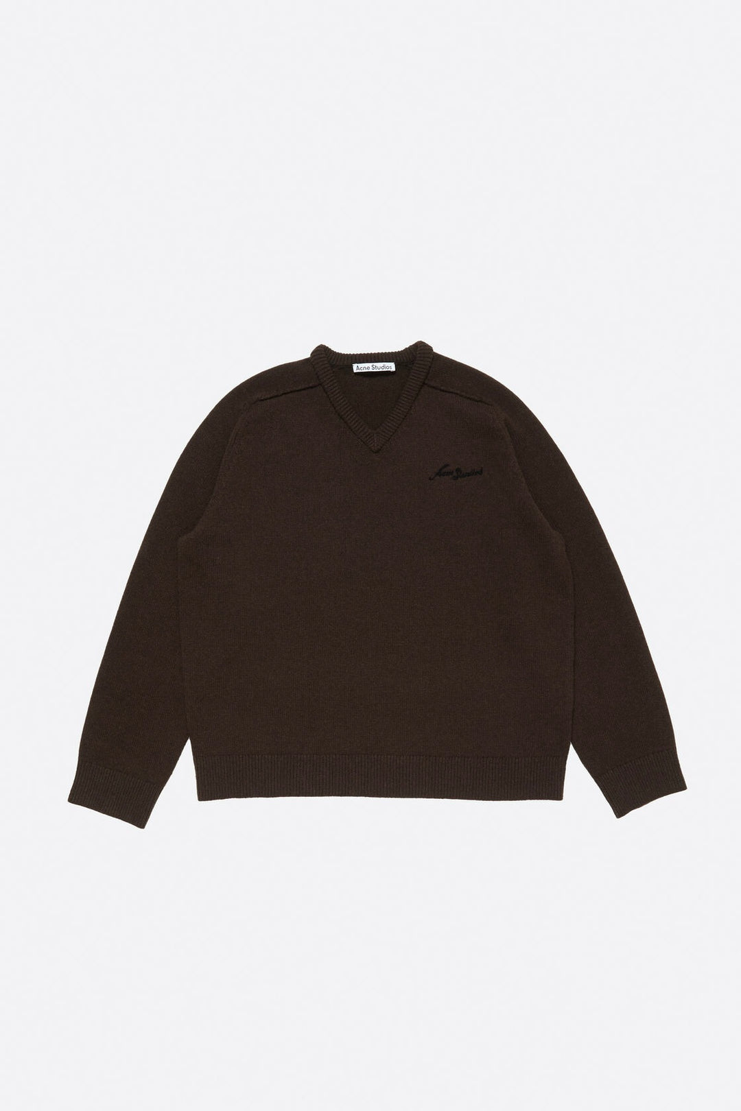 Wool V-Neck Sweater Dark Brown