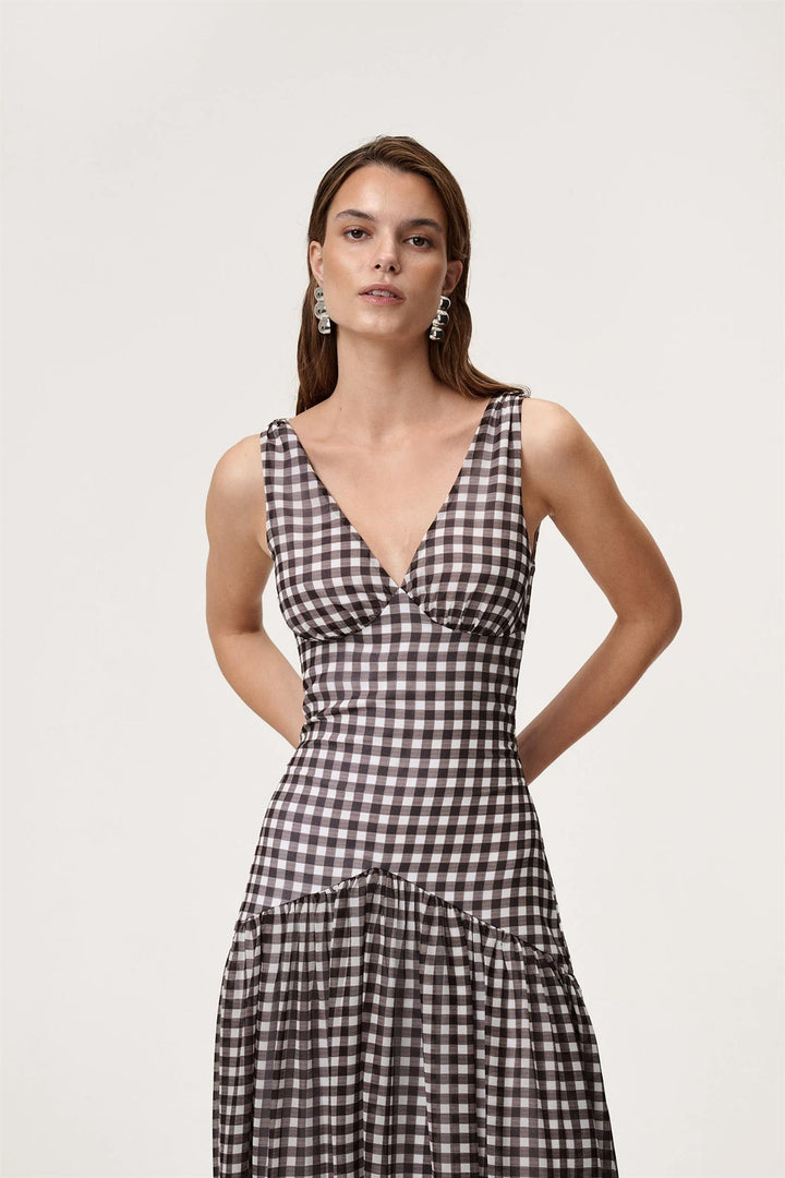 Toulouse Dress Brown Gingham