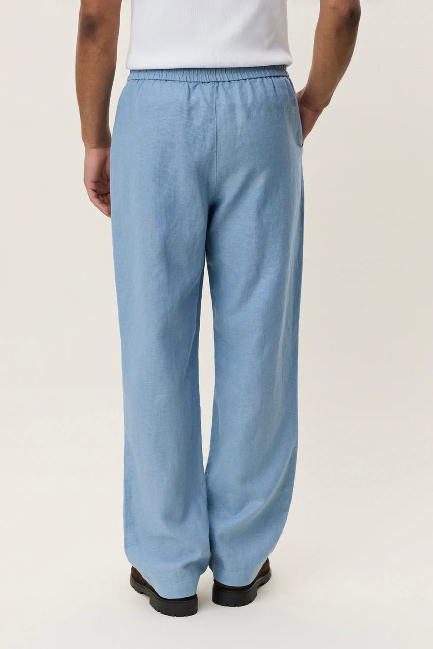 Linen Casual Pants Faded Denim Blue