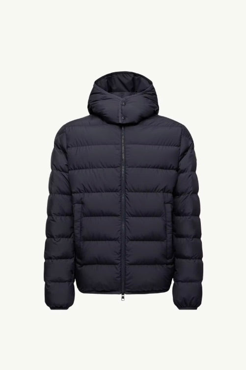 Montbrocq Hooded Short Down Jacket Navy Blue