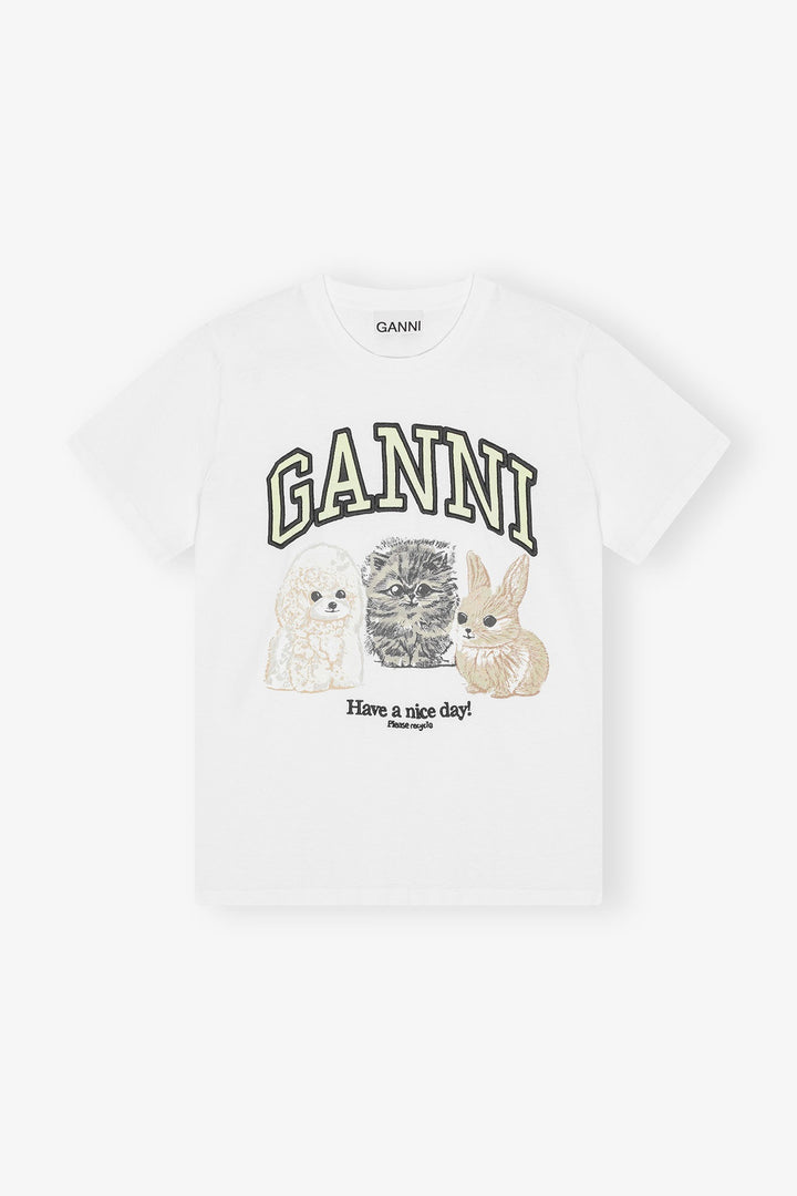 Basic Cotton Jersey Animals Relaxed T-shirt Bright White