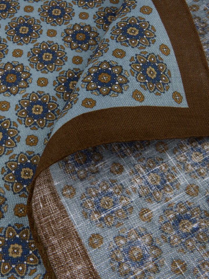 Linen Hankie Blue Brown