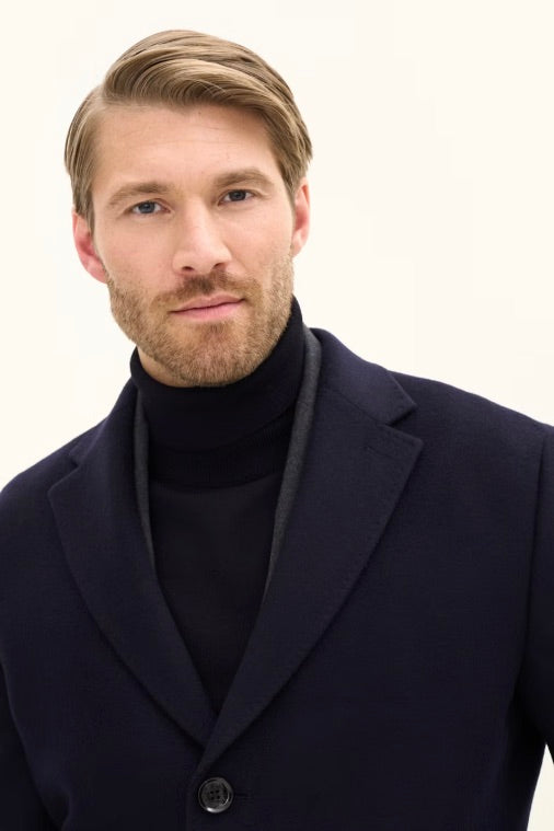 Single Breasted Coat Dark Blue