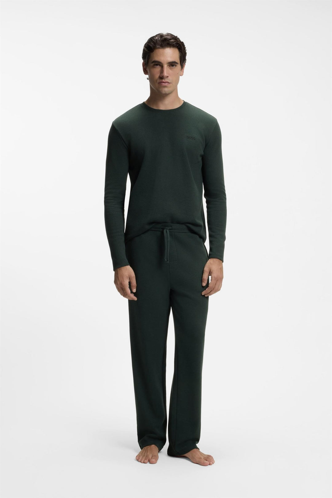 Waffle LS-Shirt Dark Green