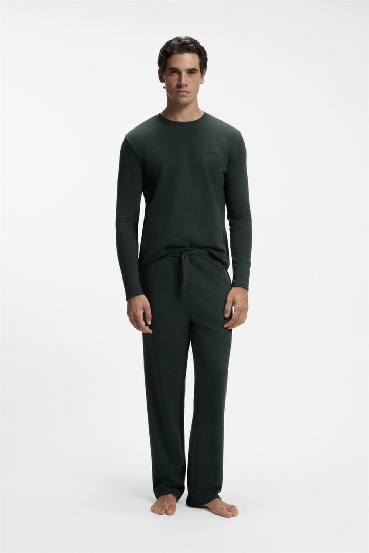 Waffle LS-Shirt Dark Green
