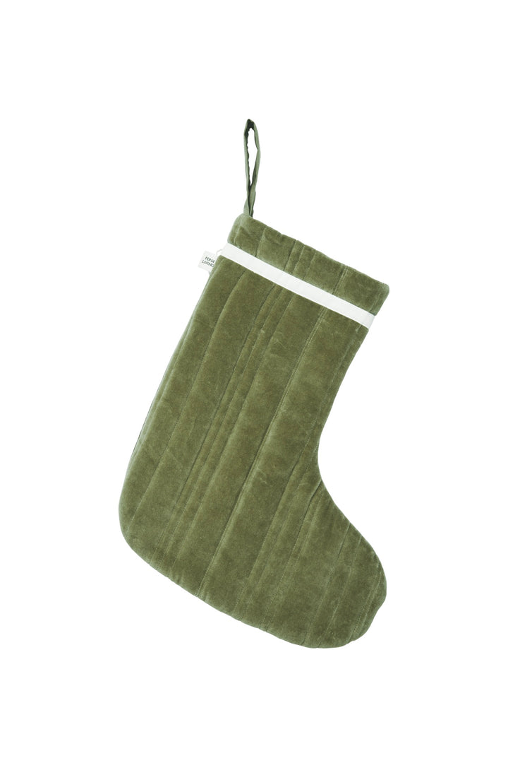 Vari Quilted Christmas Stocking Velvet Khaki