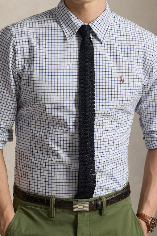 Custom Fit Tattersall Oxford Shirt White/Blue Multi