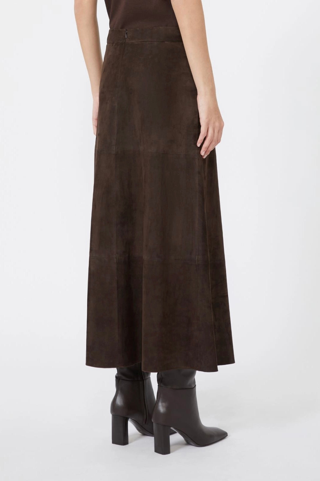 Flared Suede Skirt Brown