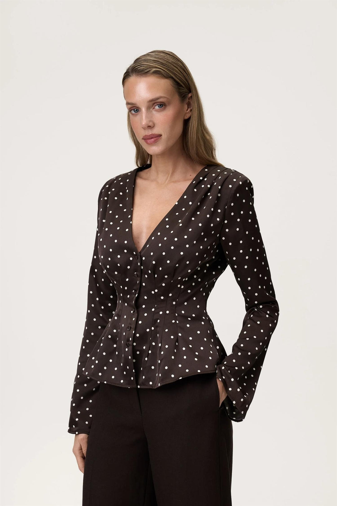 Marmo Blouse Micro Dots Espresso