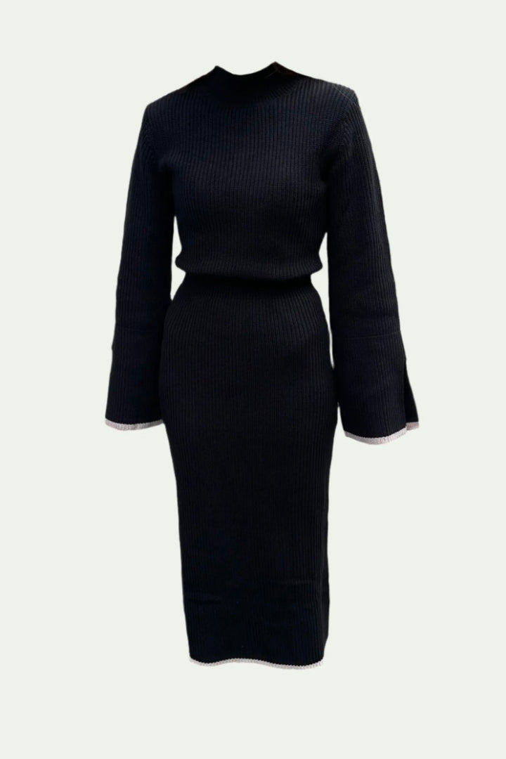 Turin Knitted Midi Dress Black