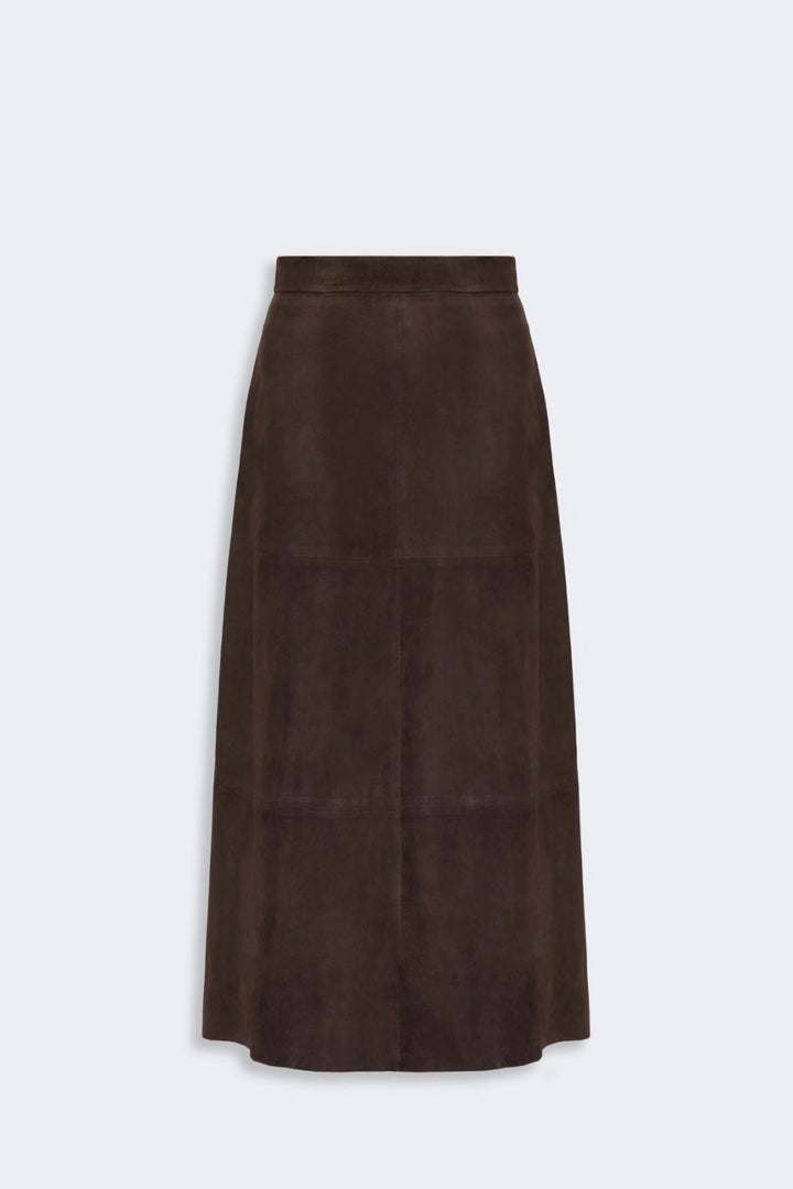Flared Suede Skirt Brown