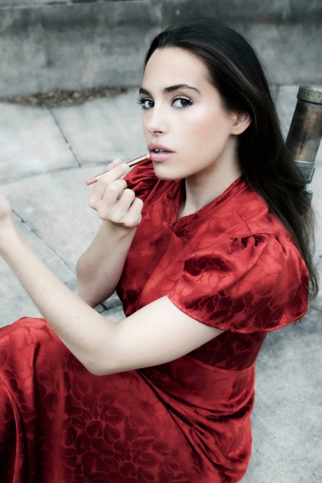 Addison Jacquard Dress Red