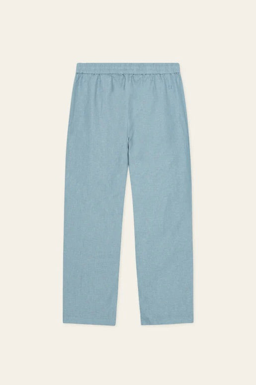 Linen Casual Pants Faded Denim Blue