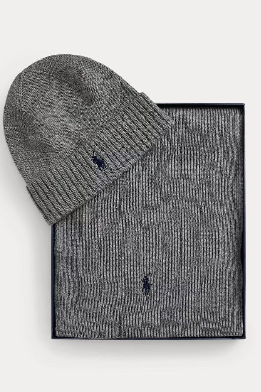 Wool Beanie & Scarf Gift Set Fawn Grey Heather