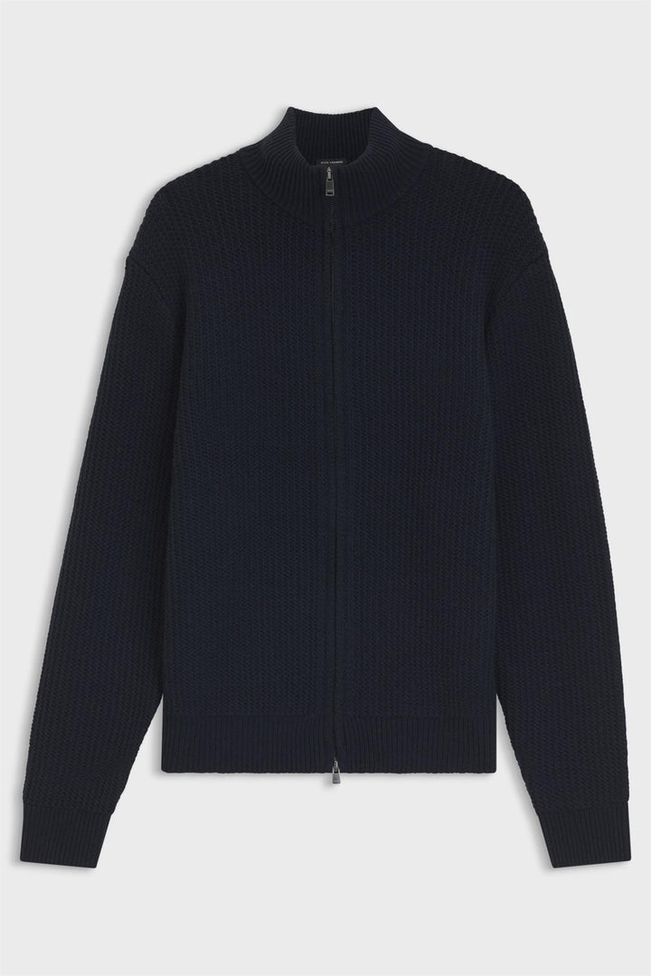 H-Fiocco Zip-Up Cardigan Dark Blue