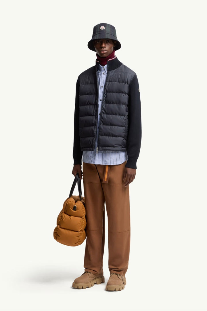 Padded Zip-Up Cotton Cardigan