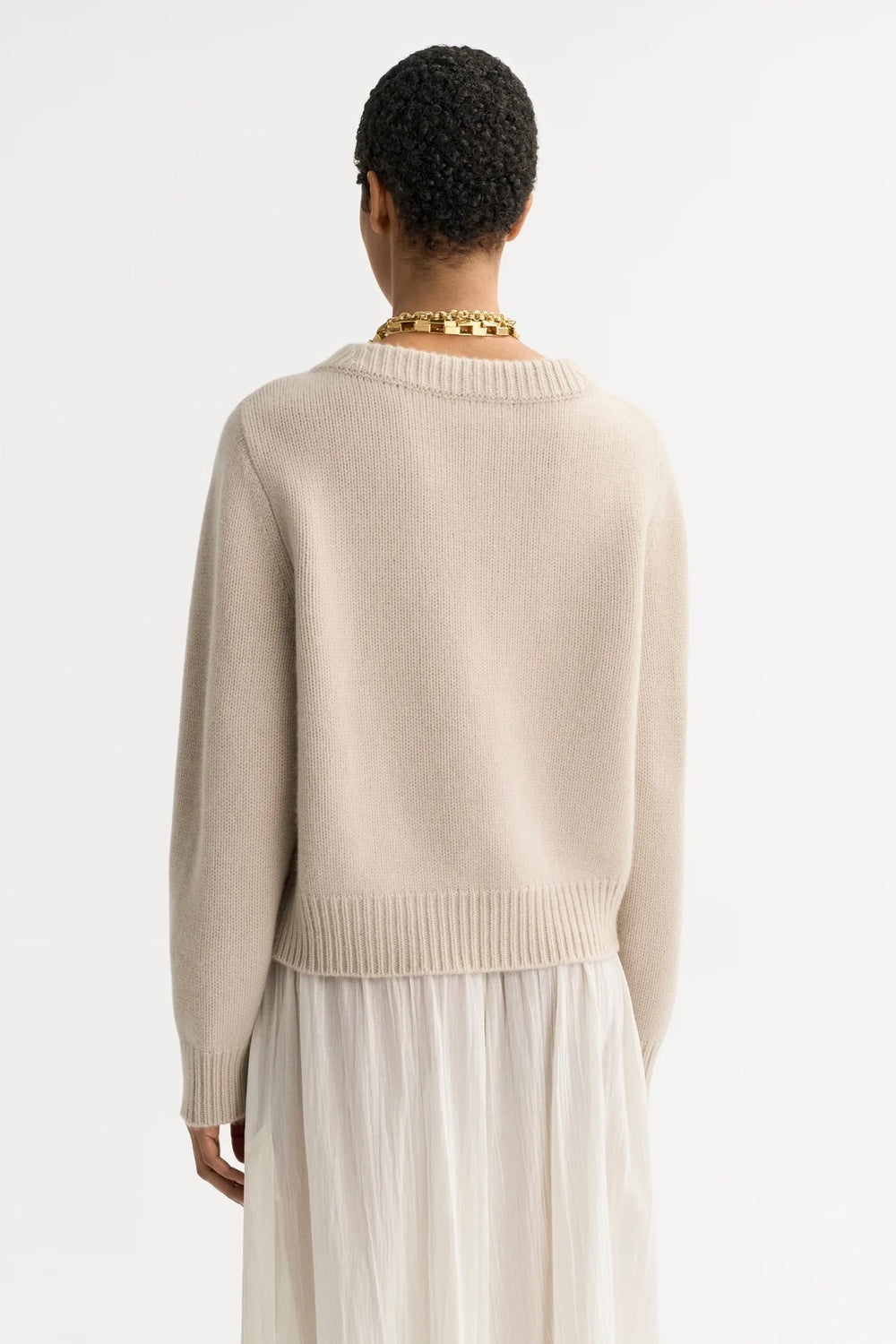 SOFT GOAT Chunky V-neck Chalk - Dale