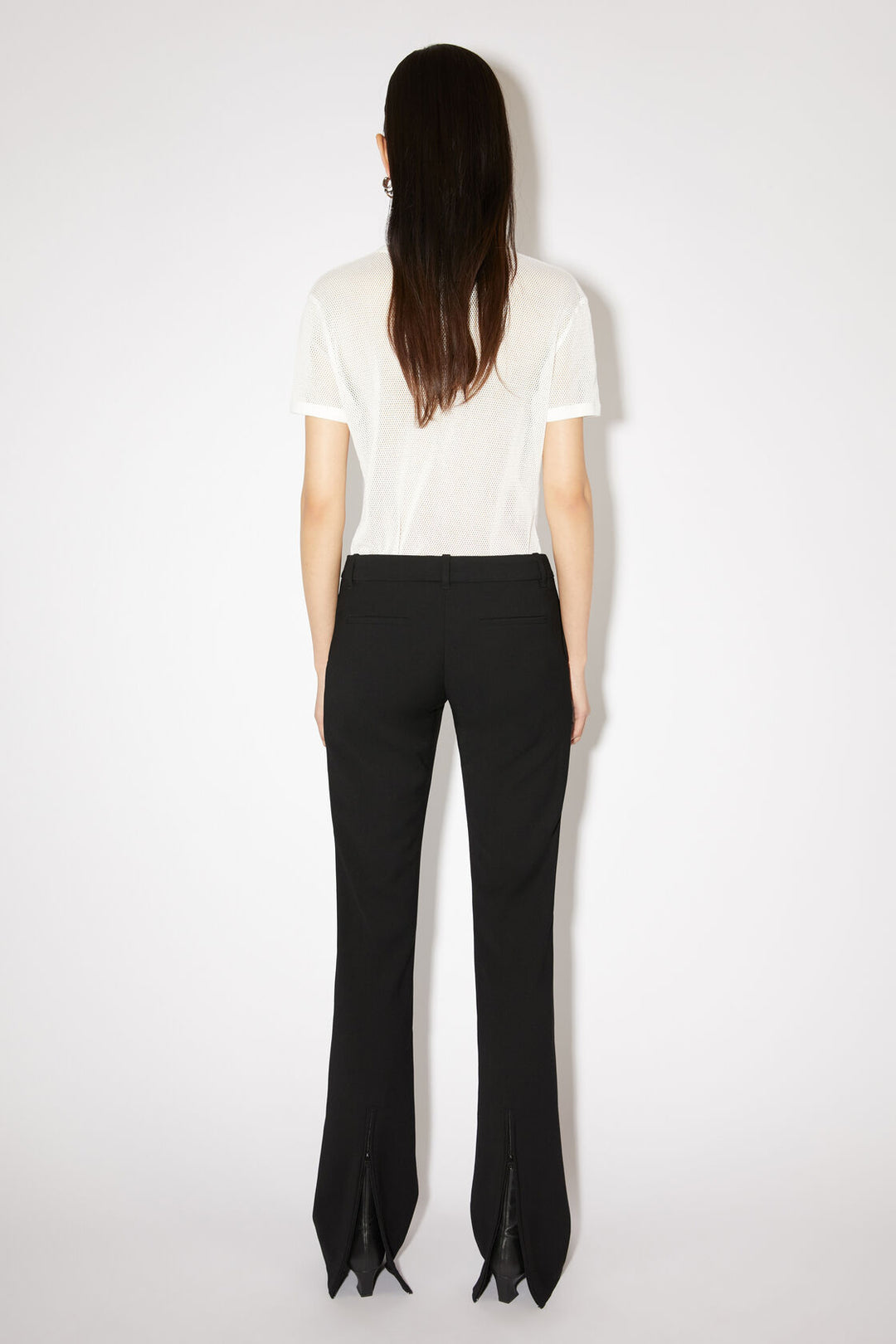 Tailored Wool Blend Trousers - Black