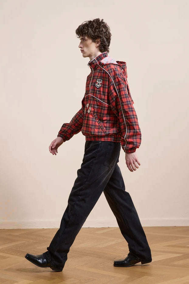 Red Plaid Track Jacket
