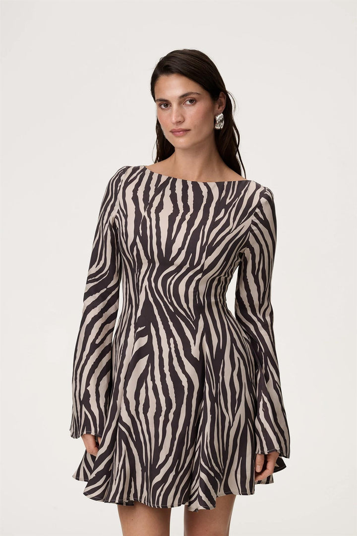 Riom Mini Dress Brown Zebra