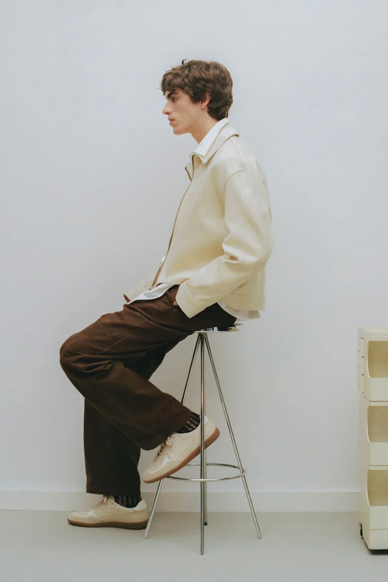 Tb.490 Rife Grain Cream Leather Sneakers