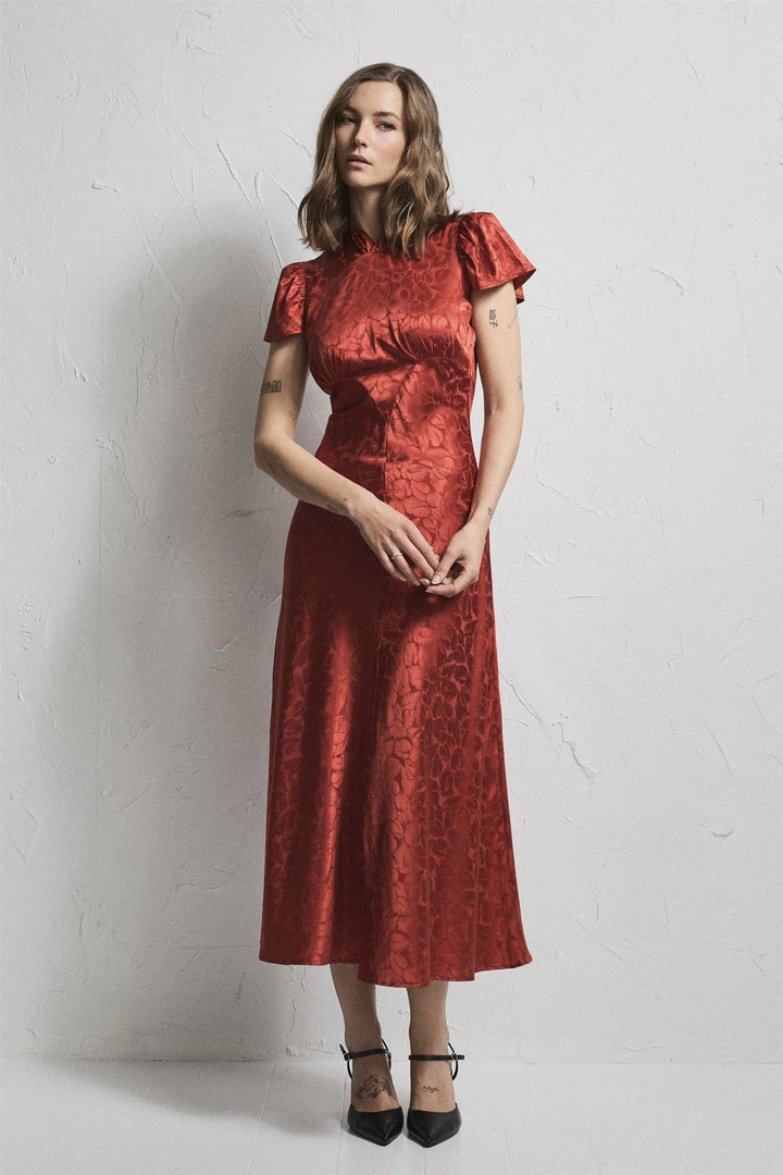 Addison Jacquard Dress Red