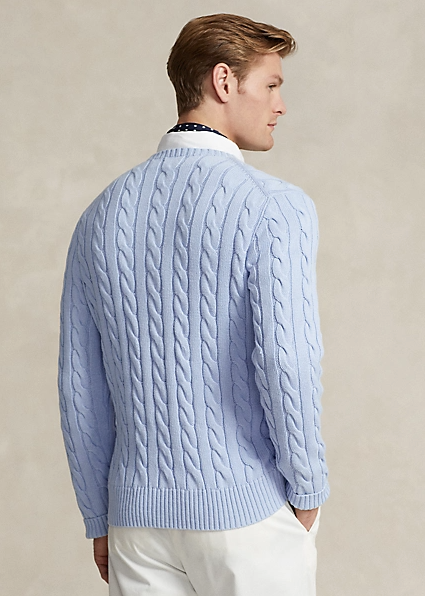 Cable-Knit Cotton Jumper Blue Hyasinth