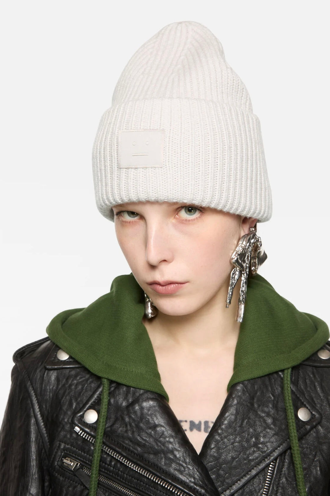 Large Face Logo Yak Beanie Light Grey