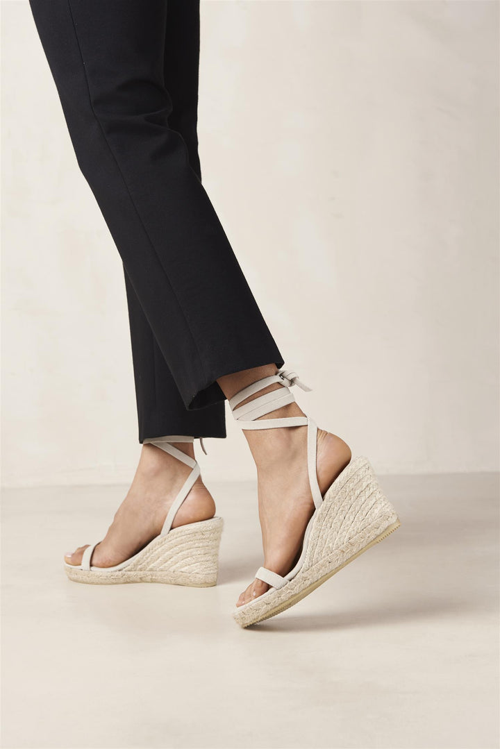 Willa Suede Cream Leather Espadrilles