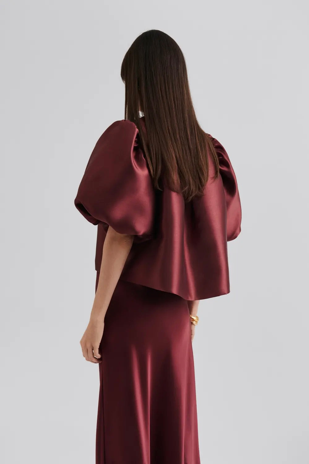 BY MALINA Cleo pouf Sleeve Blouse Wine - Dale