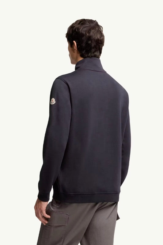 Embroidered Logo Polo Neck Sweatshirt Navy