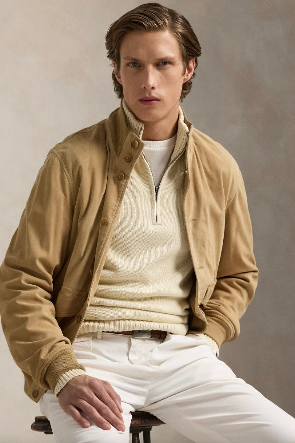 Cotton Quarter-Zip Jumper Andover Cream