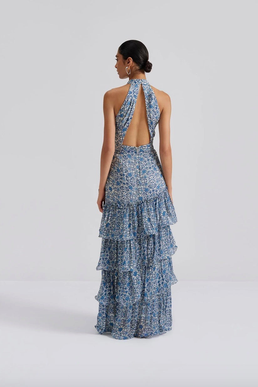 Paloma halterneck chiffon maxi dress